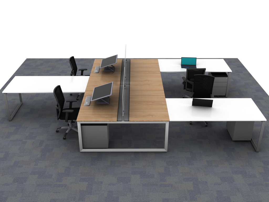 A render of a desk system from Corp Design 